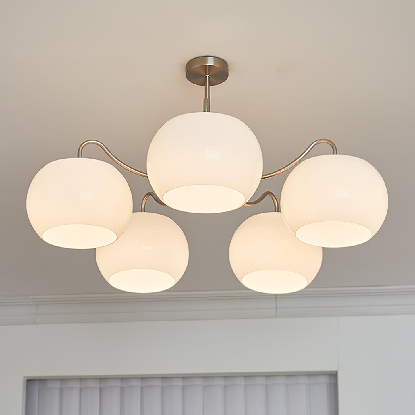 Nickel Persimmon Chandelier - Elegant Design with Adjustable Height &