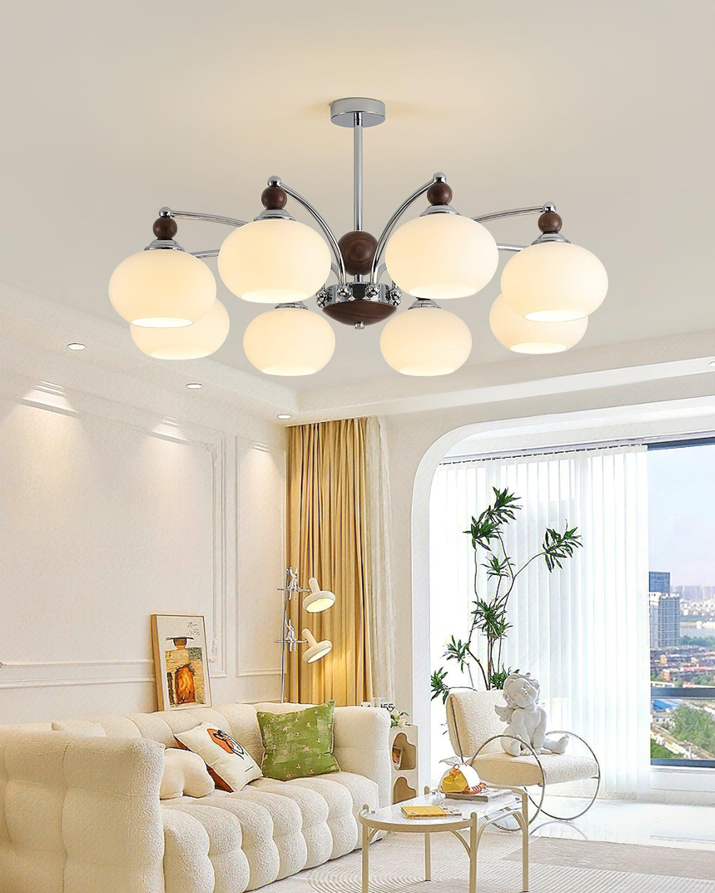Noir Larenta Modern Chandelier with Adjustable Height & Elegant Design
