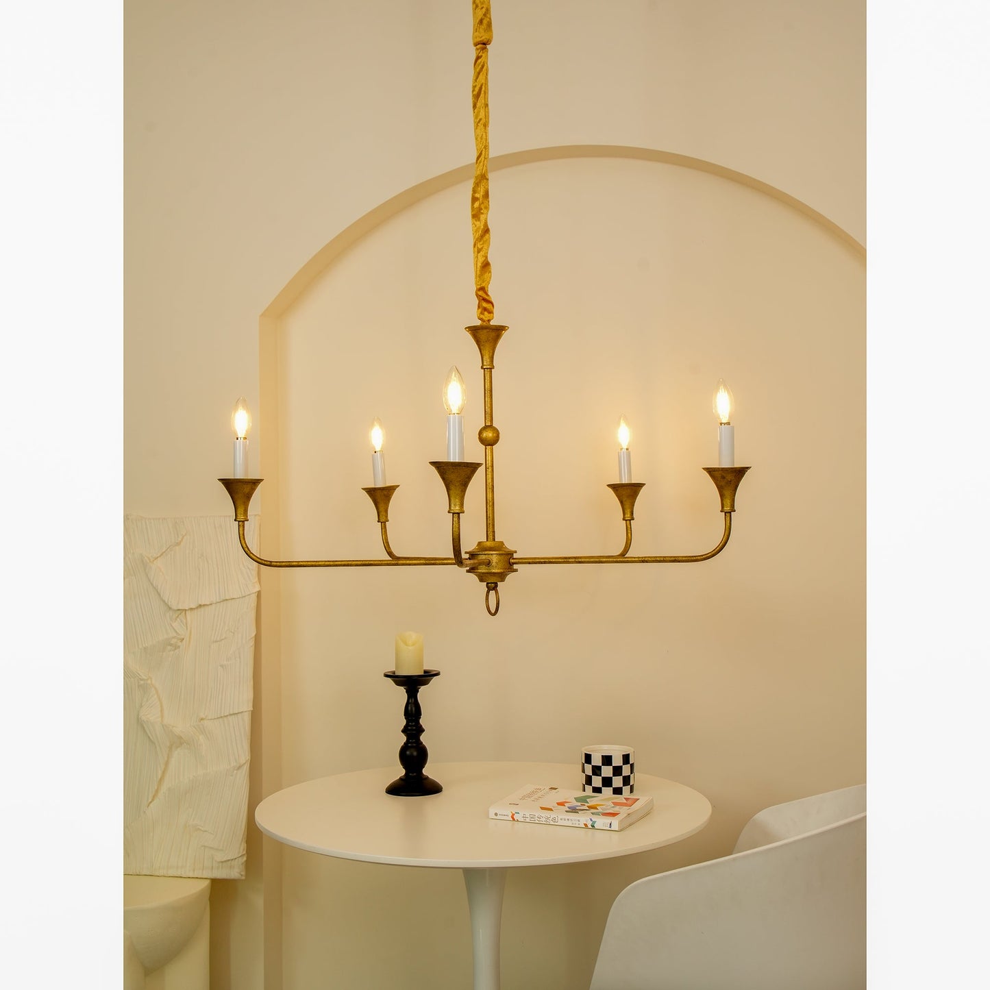 Elara Candle Chandelier - Elegant Design with Adjustable Height & LED