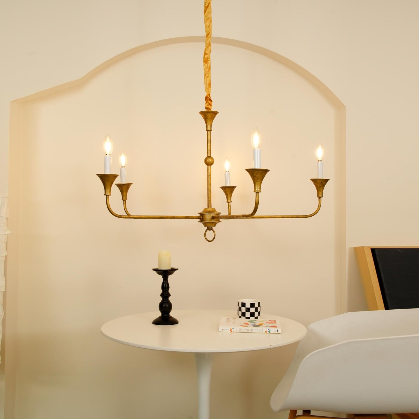Elara Candle Chandelier - Elegant Design with Adjustable Height & LED