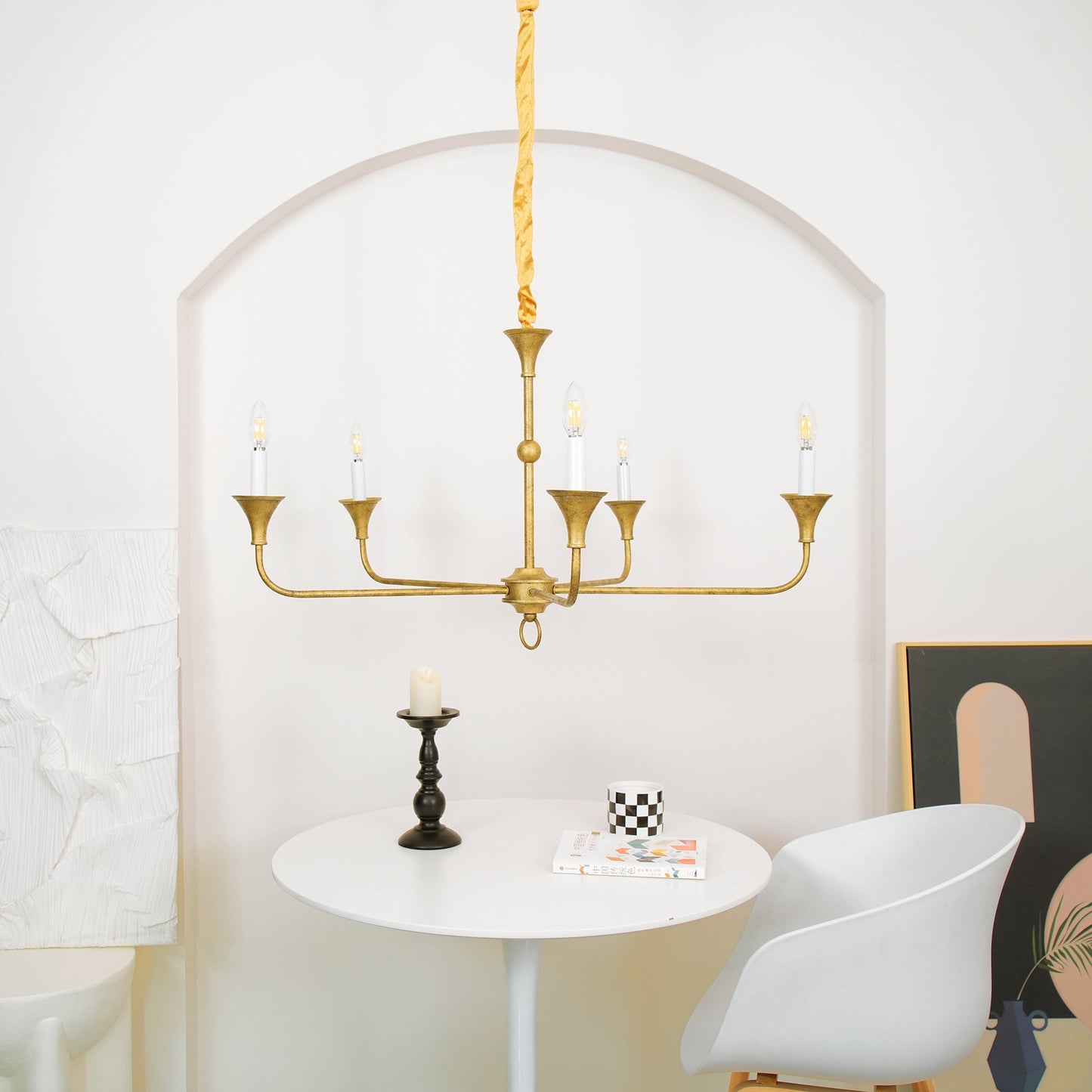 Elara Candle Chandelier - Elegant Design with Adjustable Height & LED