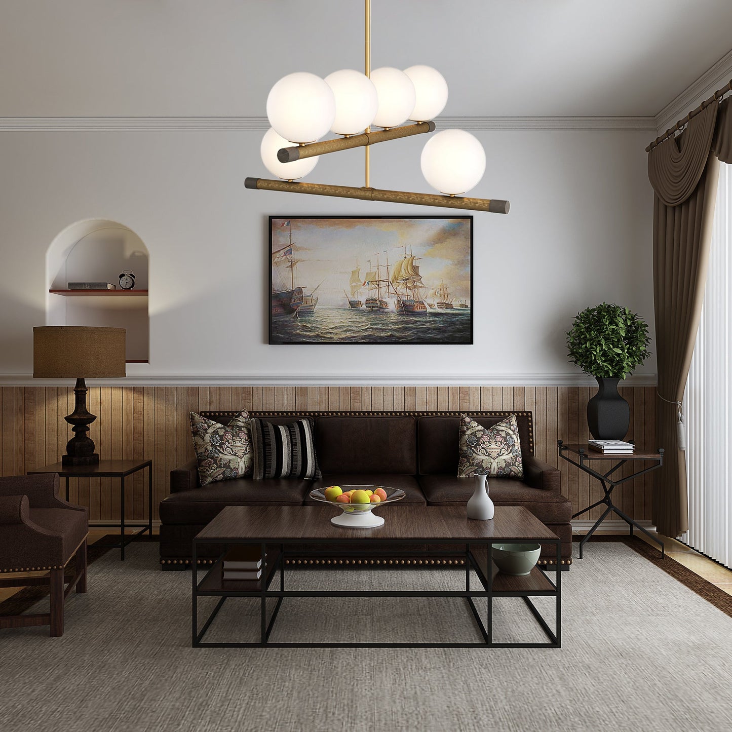 Nova Linear Chandelier - Modern Design, Adjustable Height, LED Compati