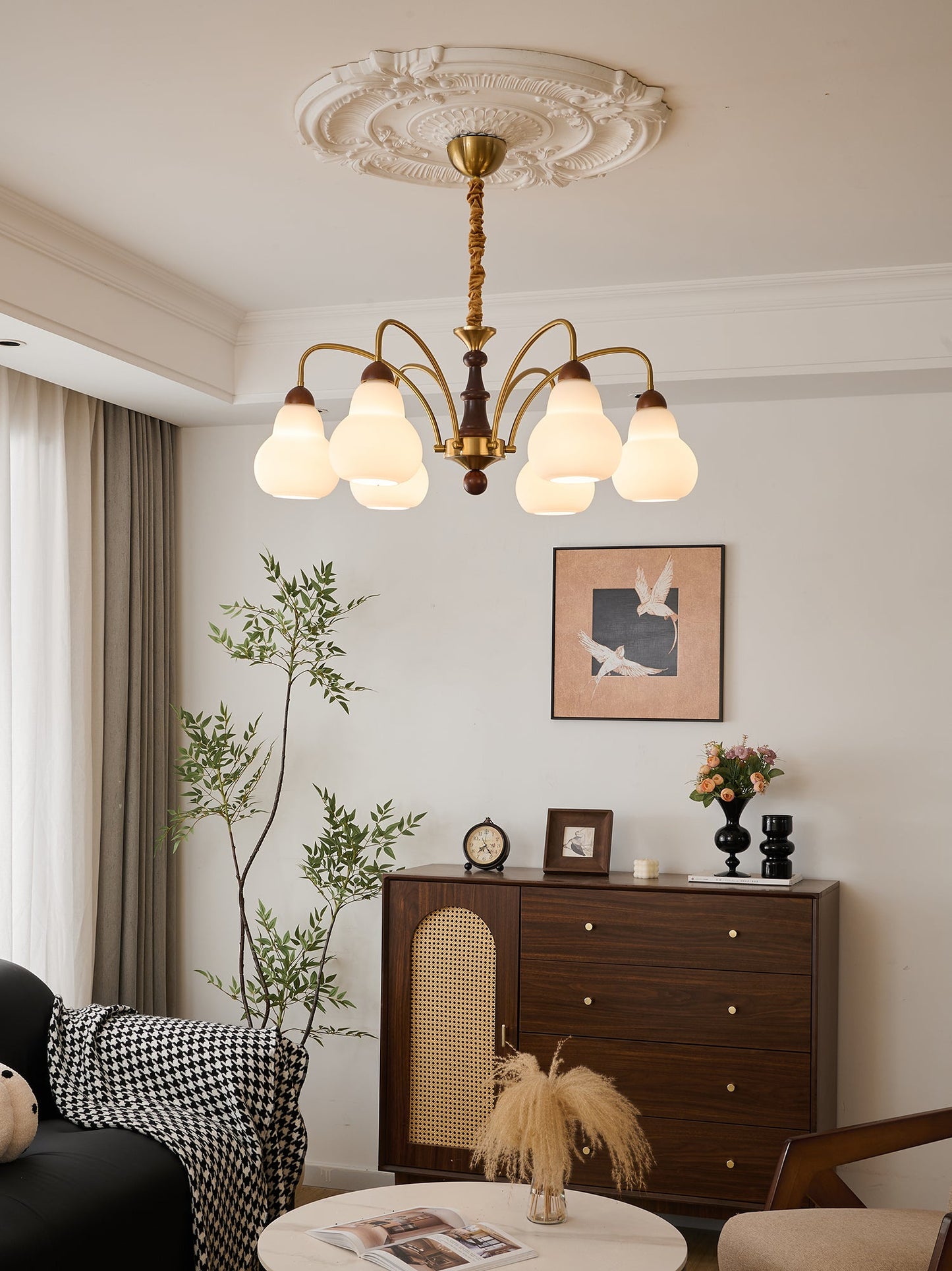 Elegant Novelle Chandelier - Crystal Accents & Adjustable Height