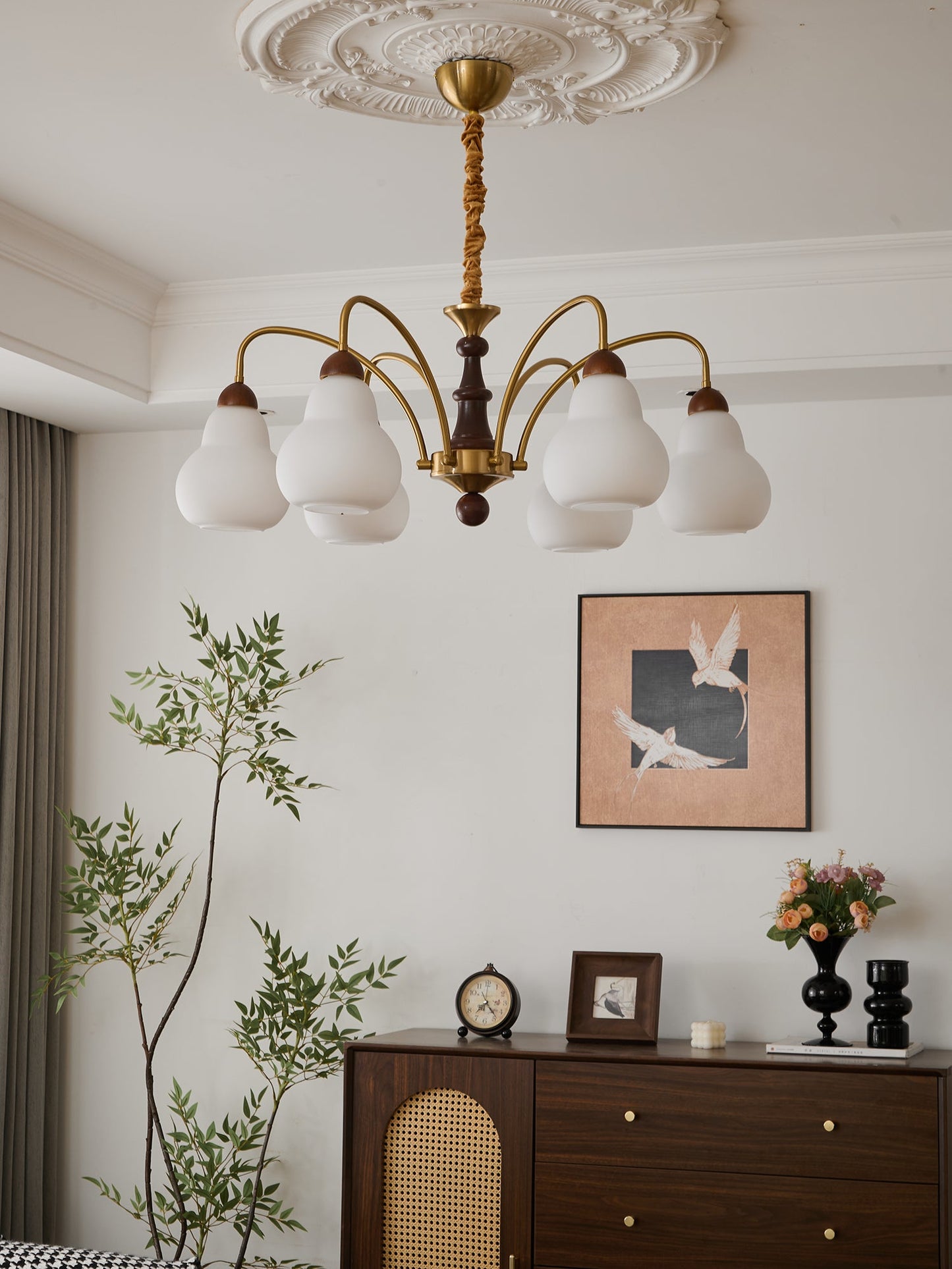 Elegant Novelle Chandelier - Crystal Accents & Adjustable Height