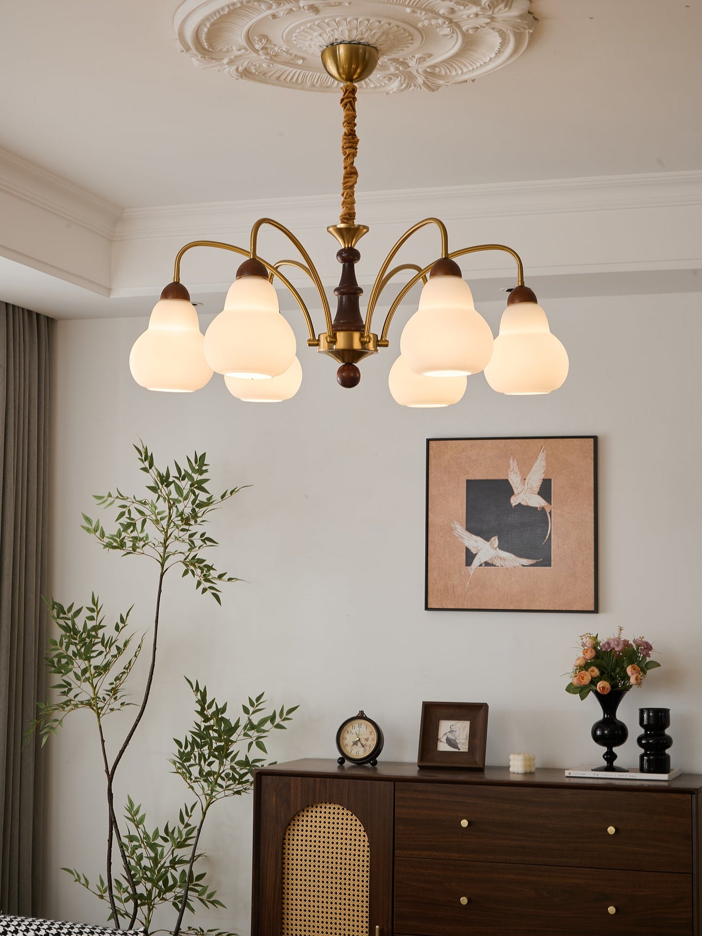 Elegant Novelle Chandelier - Crystal Accents & Adjustable Height