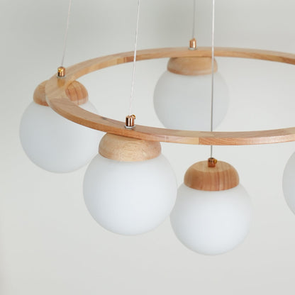Miira Wood Chandelier - Elegant Design with Adjustable Height & LED Co