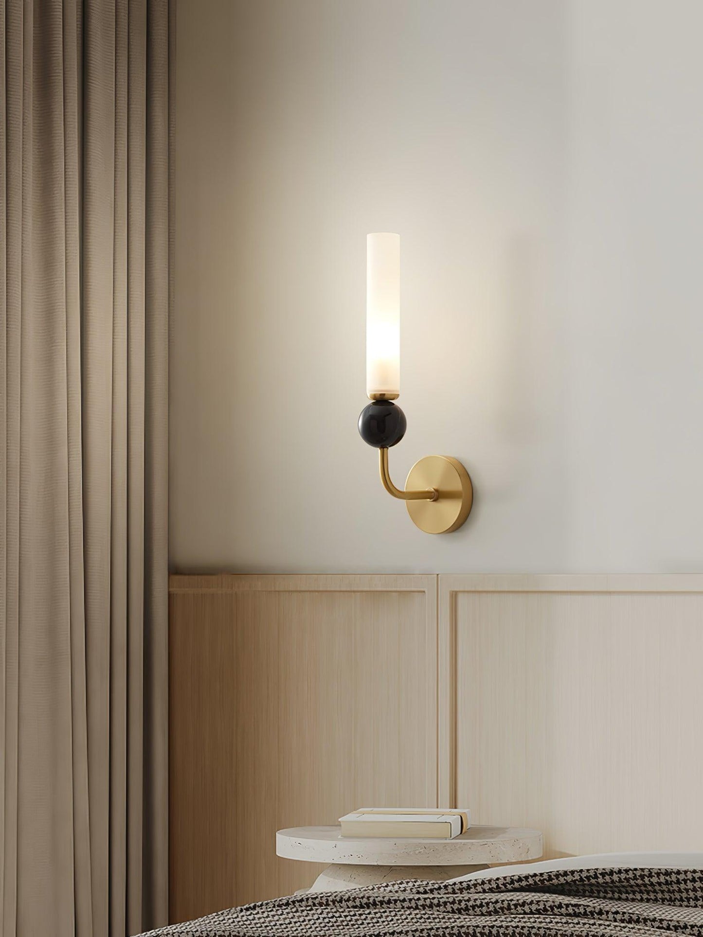 Elegant Marble Vertical Wall Lamp with Adjustable Brightness & Energy