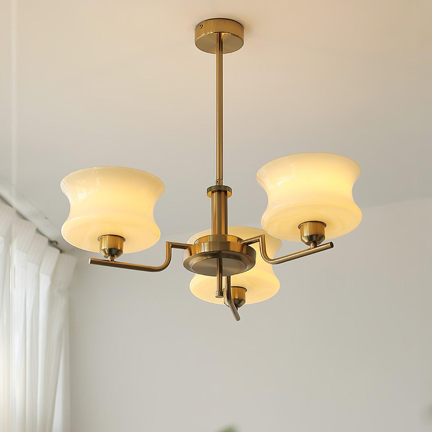 Elegant Crystal Chandelier with Adjustable Height and LED Compatibilit