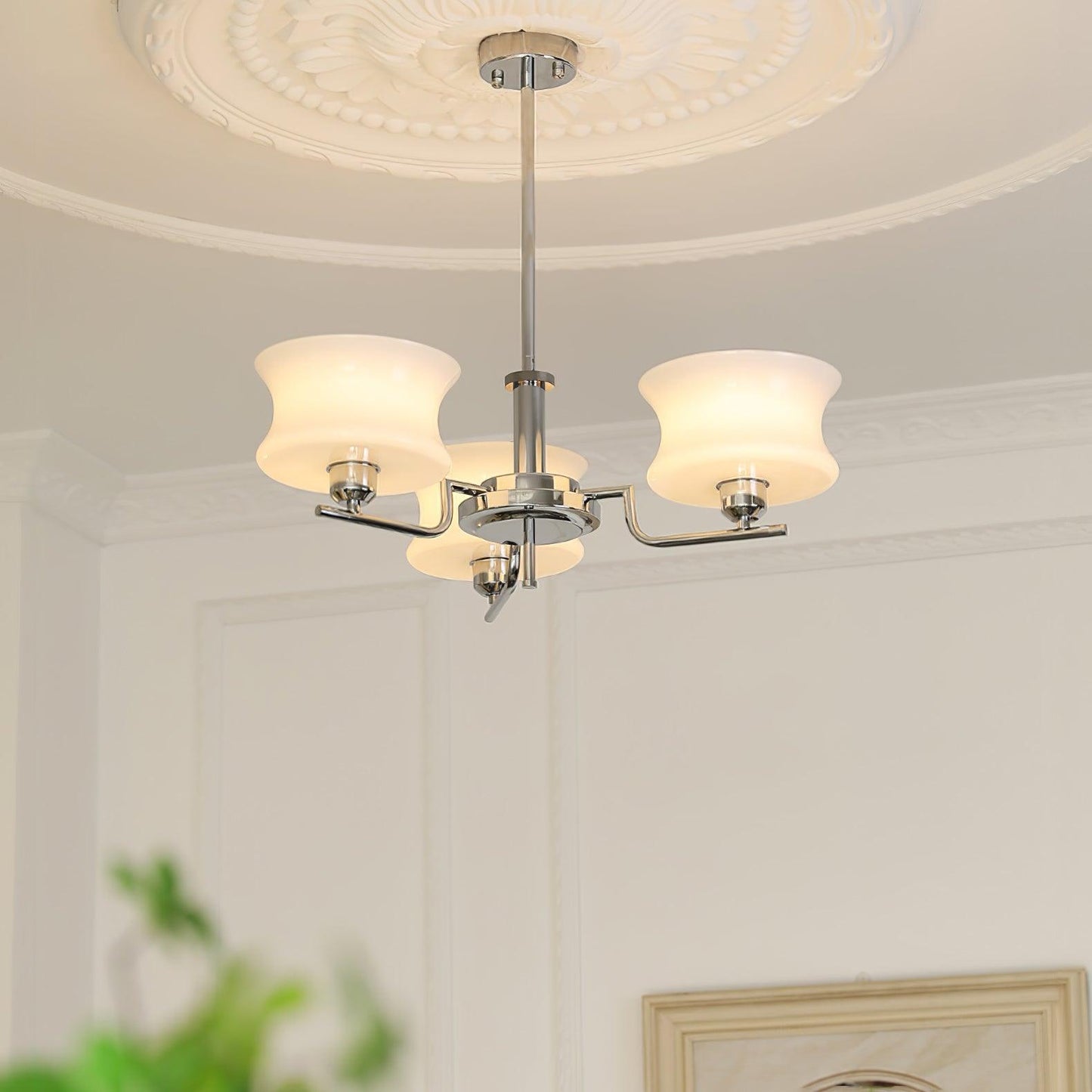 Elegant Crystal Chandelier with Adjustable Height and LED Compatibilit