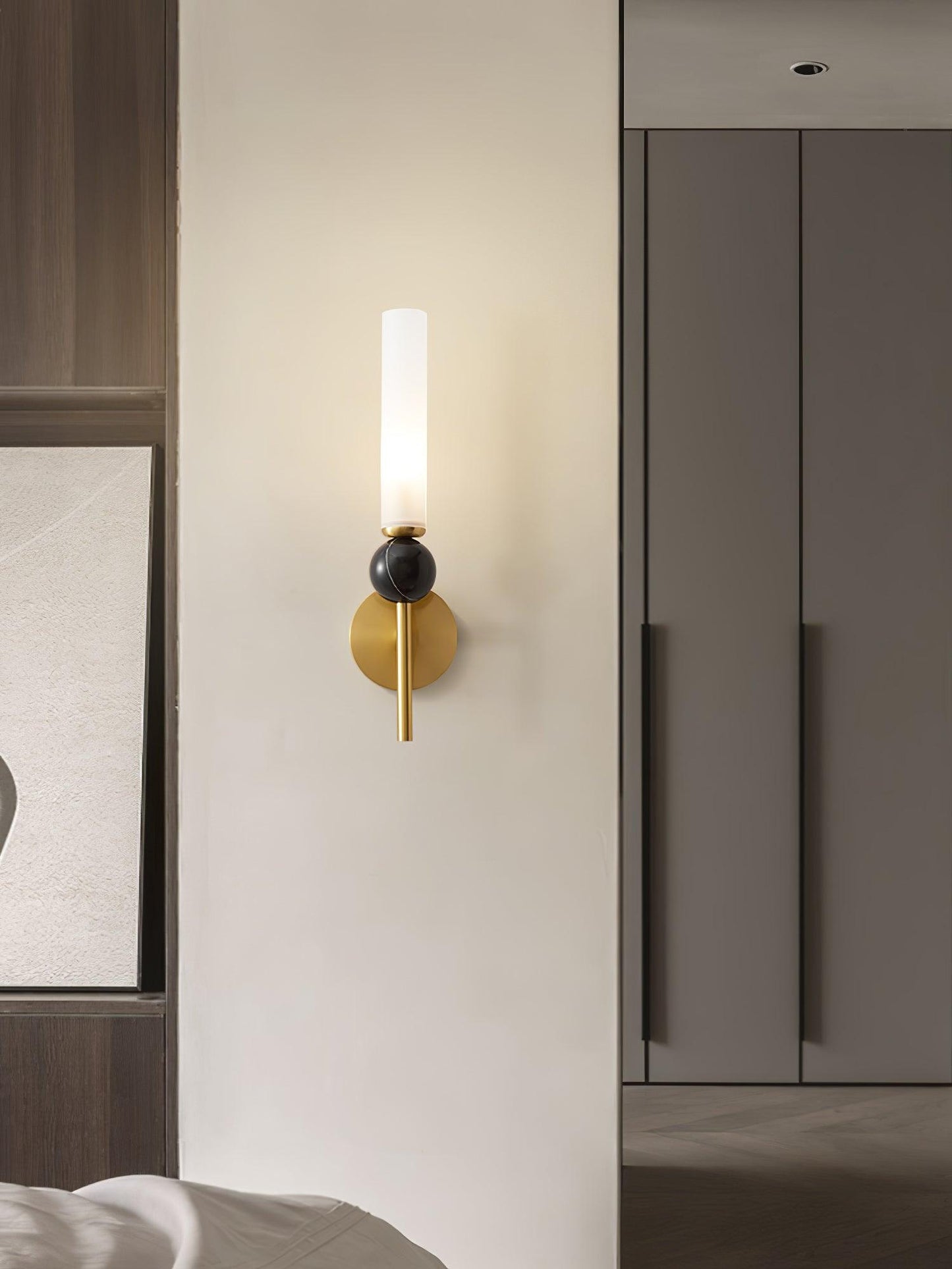Elegant Marble Vertical Wall Lamp with Adjustable Brightness & Energy