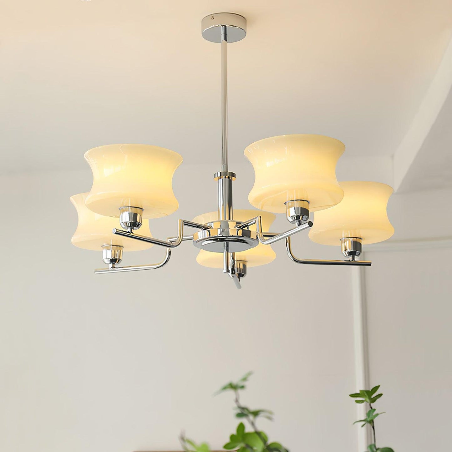 Elegant Crystal Chandelier with Adjustable Height and LED Compatibilit