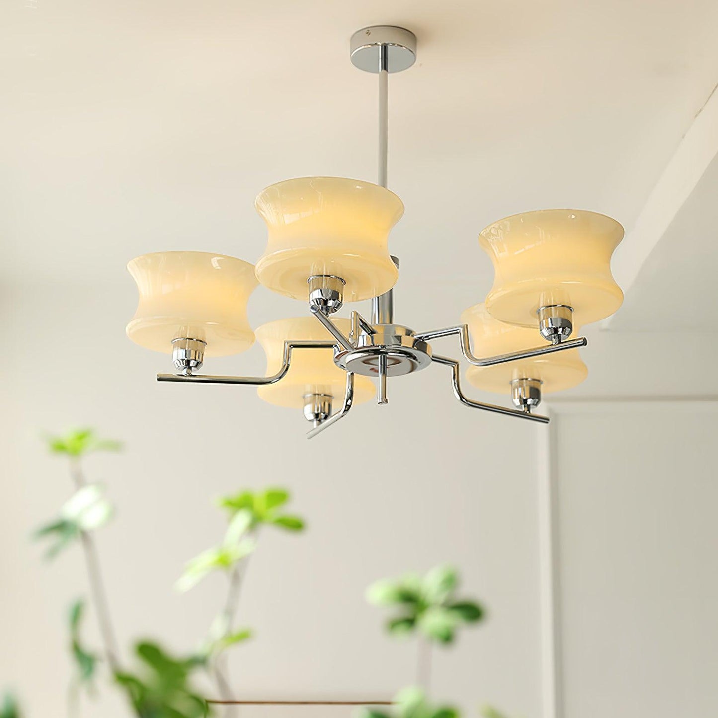 Elegant Crystal Chandelier with Adjustable Height and LED Compatibilit