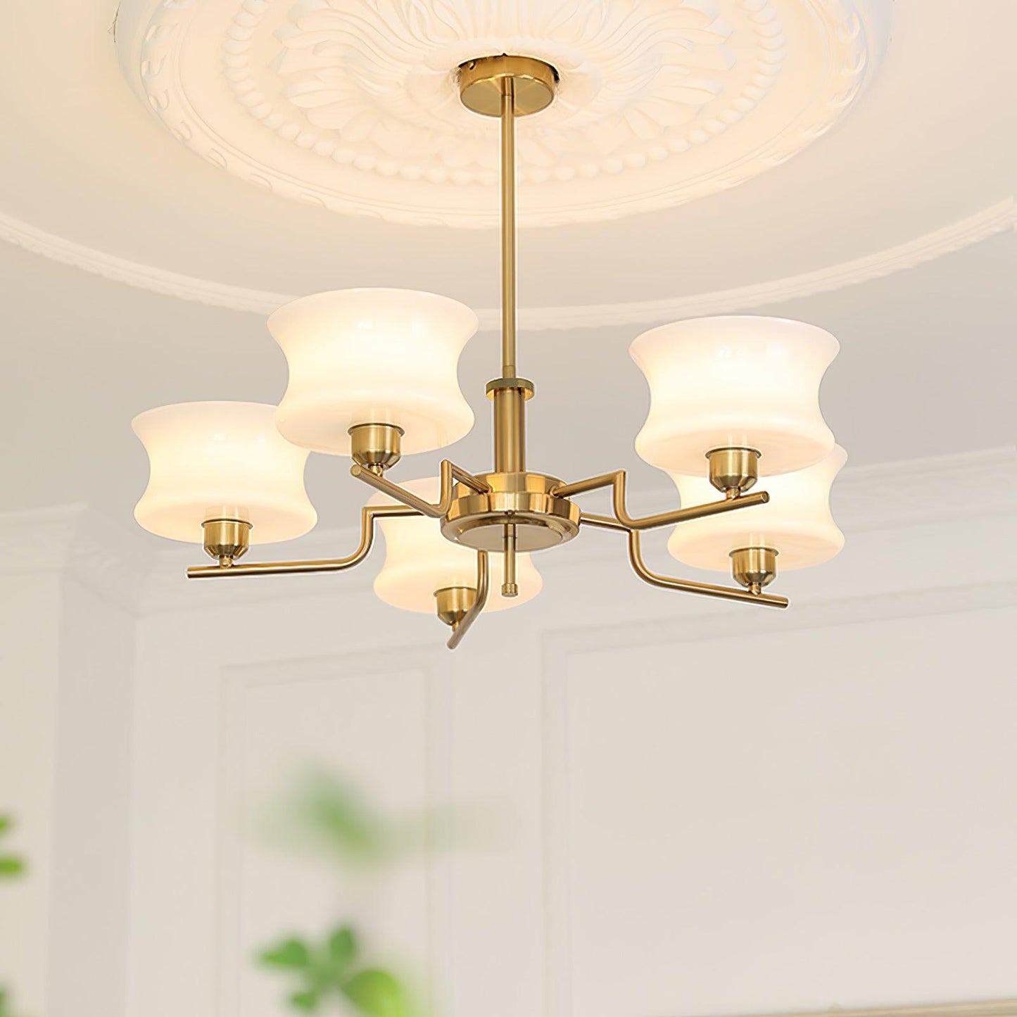 Elegant Crystal Chandelier with Adjustable Height and LED Compatibilit