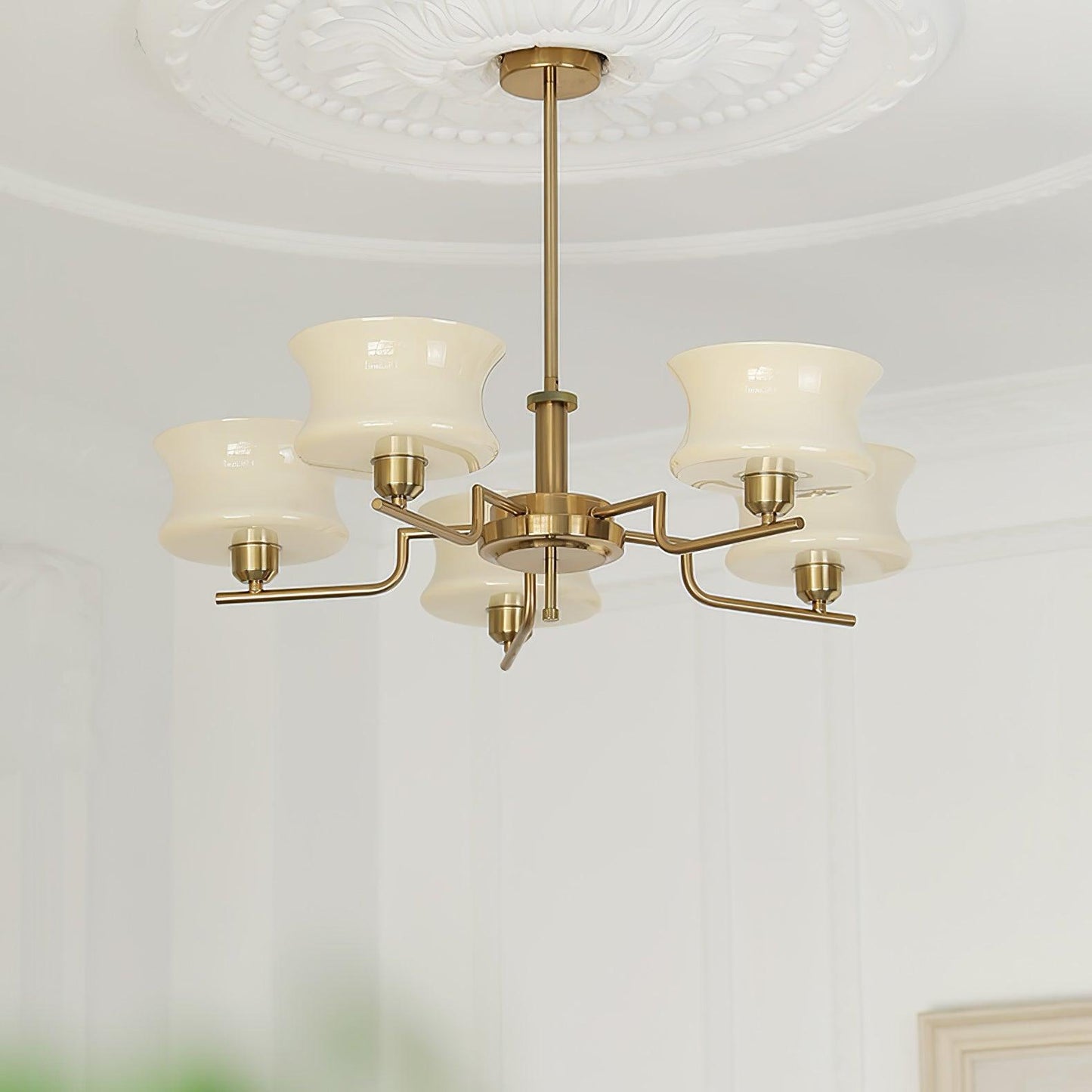 Elegant Crystal Chandelier with Adjustable Height and LED Compatibilit