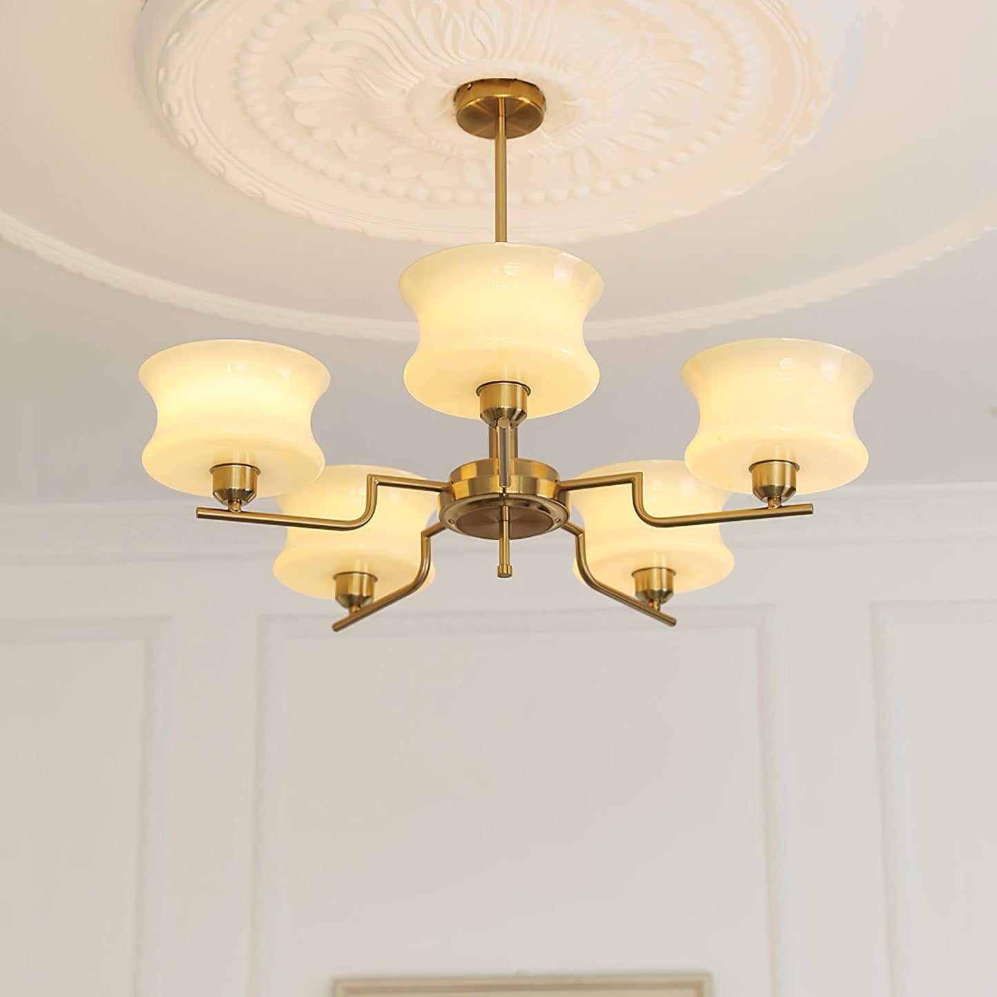 Elegant Crystal Chandelier with Adjustable Height and LED Compatibilit