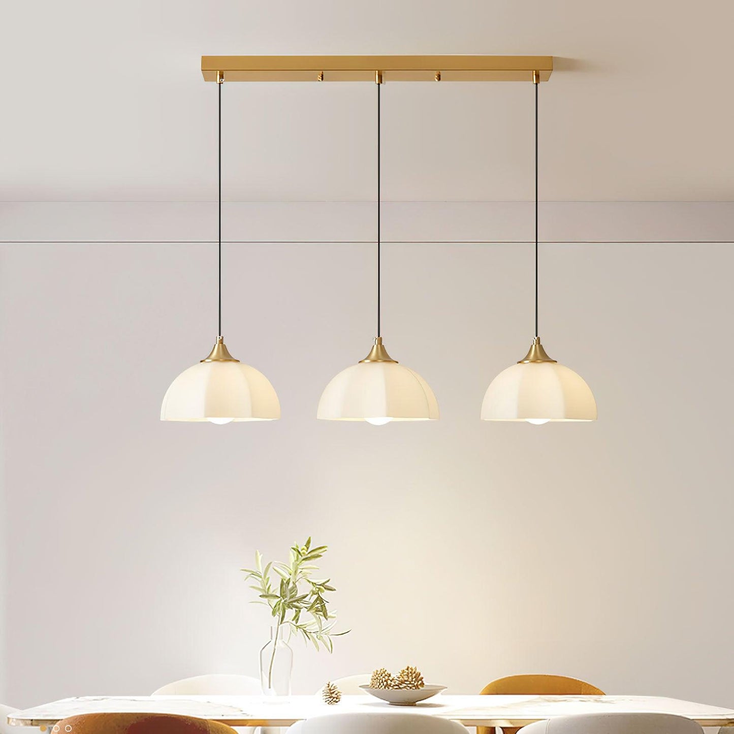 Octagonal Glass Bowl Chandelier - Elegant Design with Adjustable Heigh