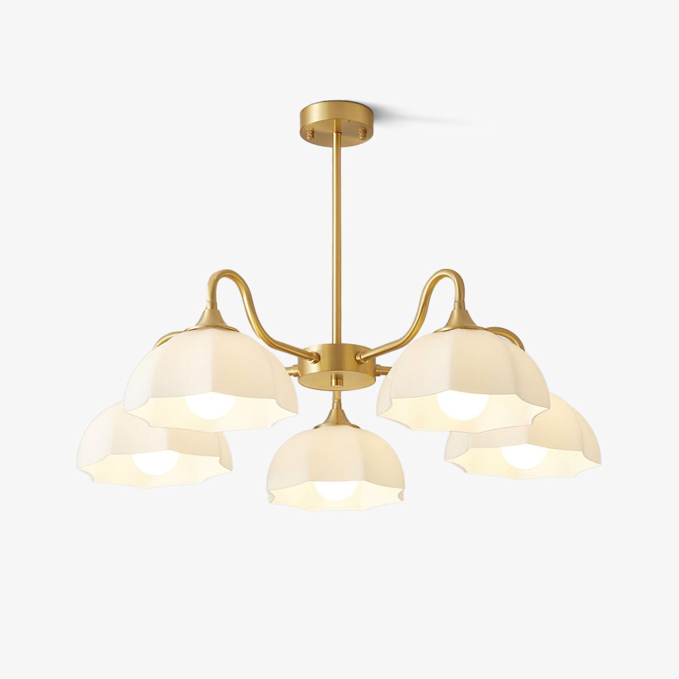 Octagonal Glass Bowl Chandelier - Elegant Design with Adjustable Heigh