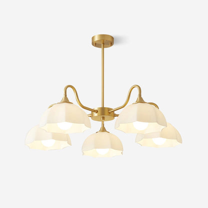 Octagonal Glass Bowl Chandelier - Elegant Design with Adjustable Heigh