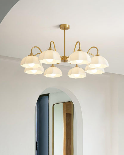 Octagonal Glass Bowl Chandelier - Elegant Design with Adjustable Heigh