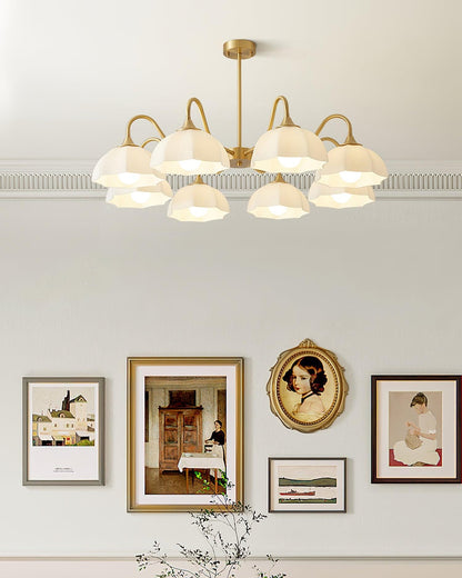 Octagonal Glass Bowl Chandelier - Elegant Design with Adjustable Heigh