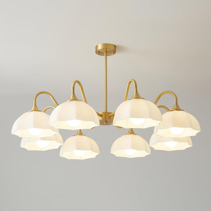 Octagonal Glass Bowl Chandelier - Elegant Design with Adjustable Heigh