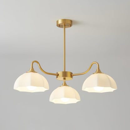 Octagonal Glass Bowl Chandelier - Elegant Design with Adjustable Heigh
