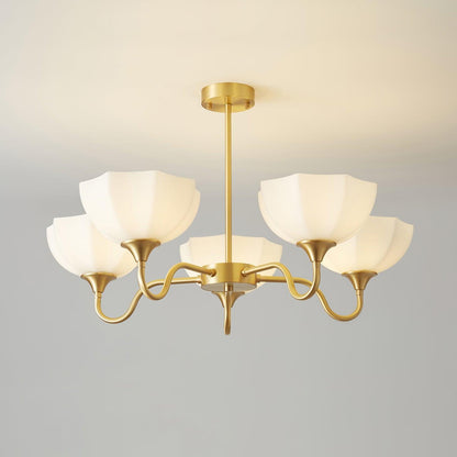 Octagonal Glass Bowl Chandelier - Elegant Design with Adjustable Heigh