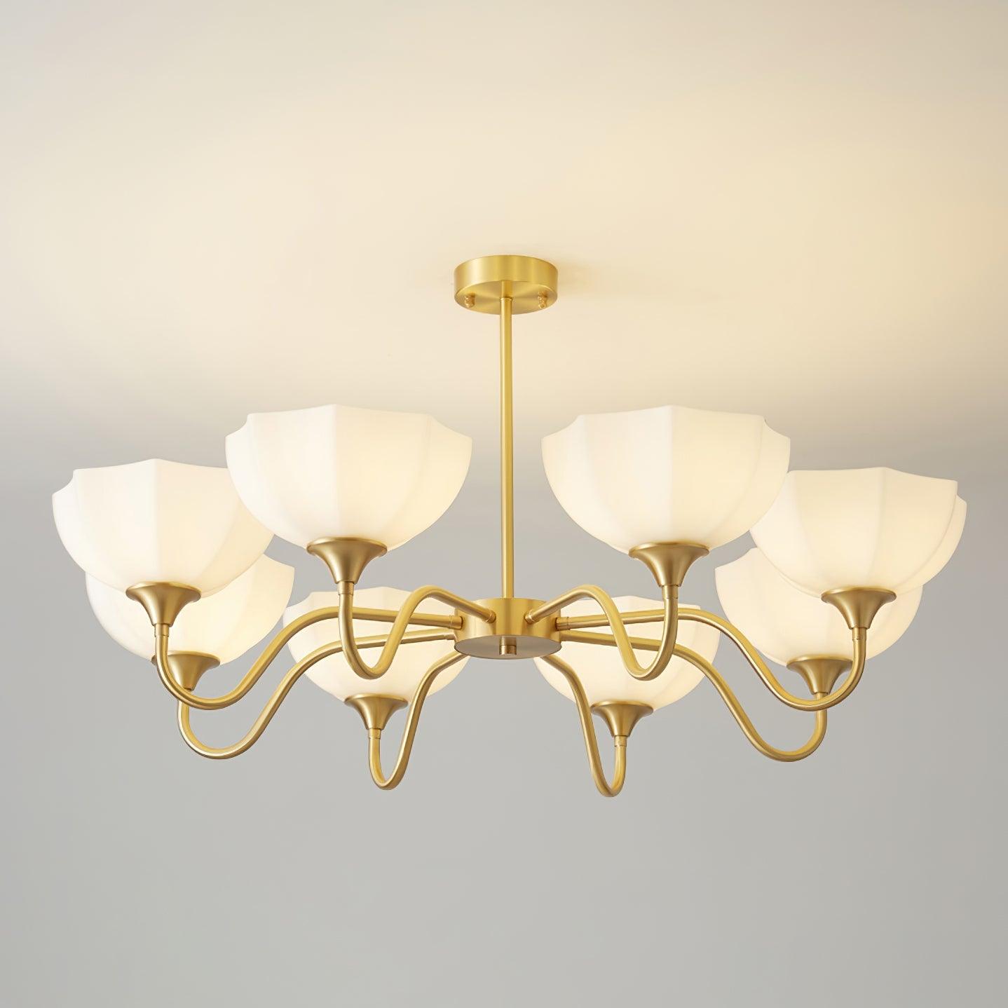 Octagonal Glass Bowl Chandelier - Elegant Design with Adjustable Heigh