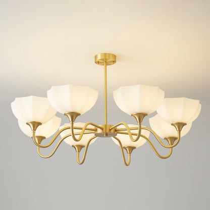 Octagonal Glass Bowl Chandelier - Elegant Design with Adjustable Heigh