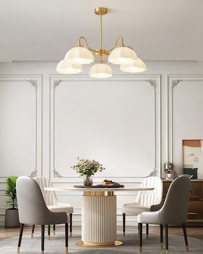 Octagonal Glass Bowl Chandelier - Elegant Design with Adjustable Heigh