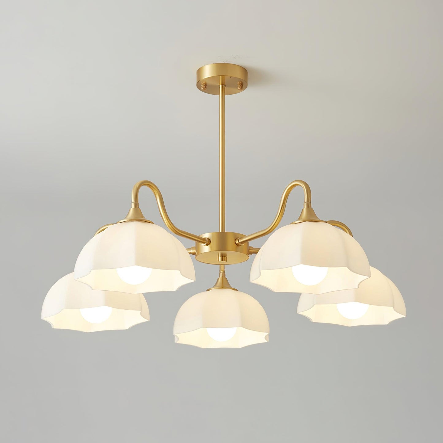 Octagonal Glass Bowl Chandelier - Elegant Design with Adjustable Heigh