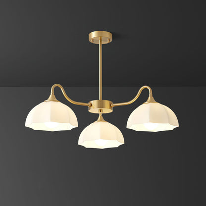 Octagonal Glass Bowl Chandelier - Elegant Design with Adjustable Heigh