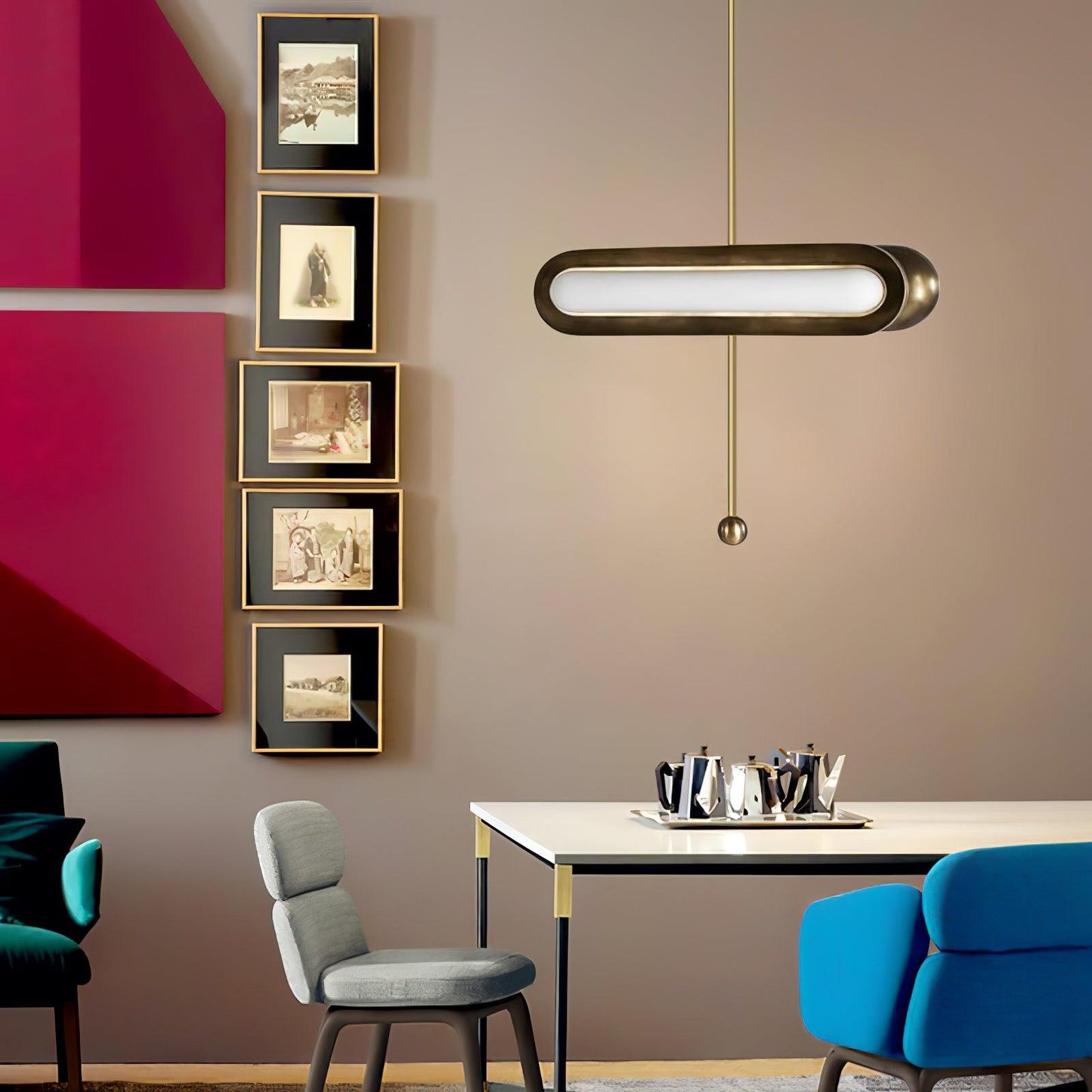 Modern Capsule Chandelier - Adjustable Height, Energy-Efficient LED