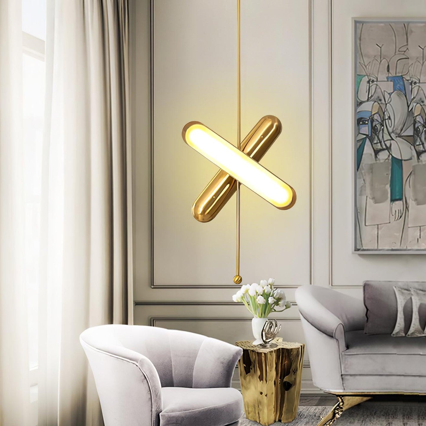 Modern Capsule Chandelier - Adjustable Height, Energy-Efficient LED