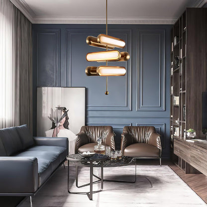 Modern Capsule Chandelier - Adjustable Height, Energy-Efficient LED