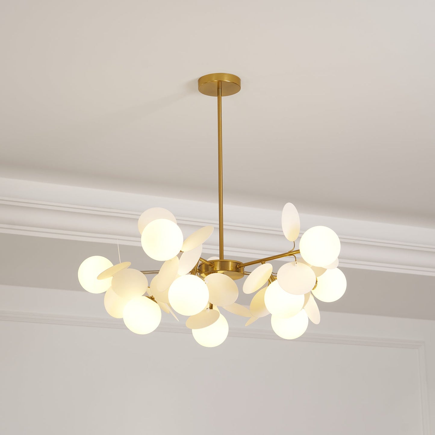 Elegant Off White Tree Chandelier with Adjustable Height and LED Light