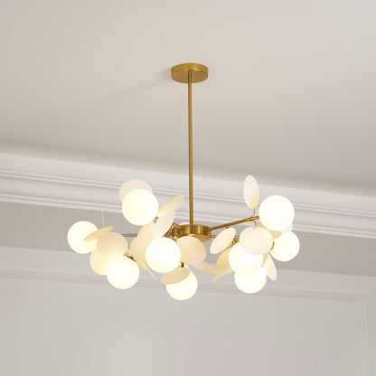 Elegant Off White Tree Chandelier with Adjustable Height and LED Light
