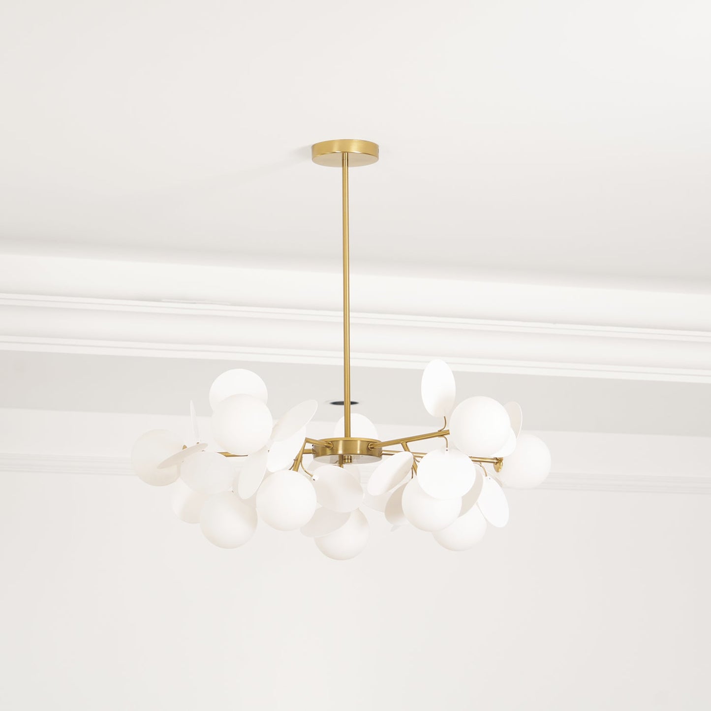 Elegant Off White Tree Chandelier with Adjustable Height and LED Light