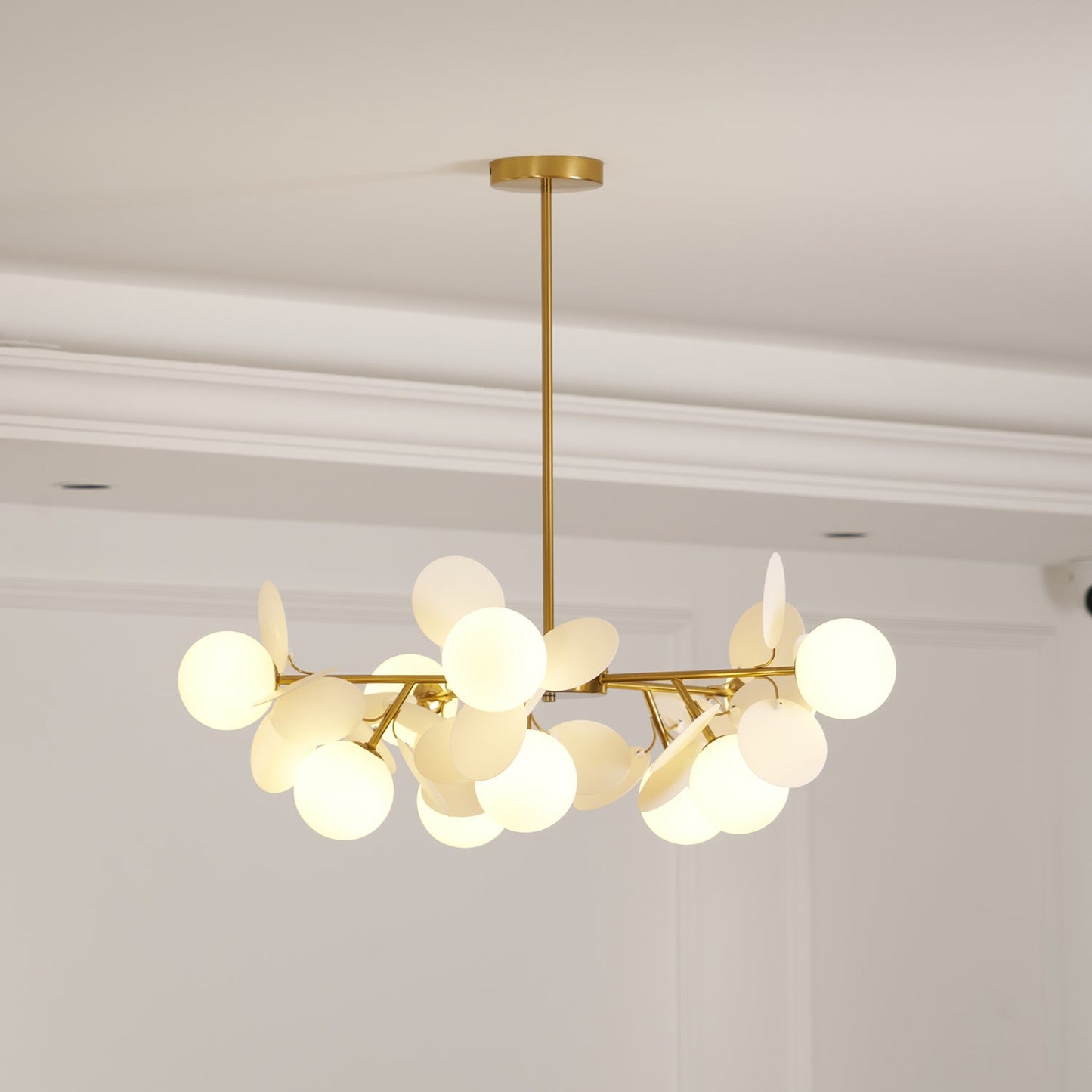 Elegant Off White Tree Chandelier with Adjustable Height and LED Light
