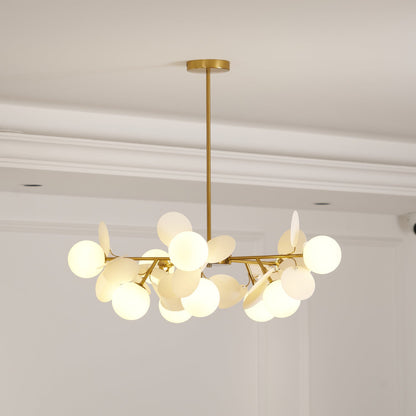 Elegant Off White Tree Chandelier with Adjustable Height and LED Light