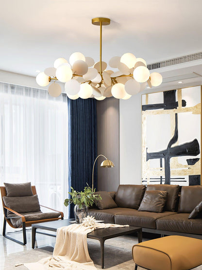Elegant Off White Tree Chandelier with Adjustable Height and LED Light