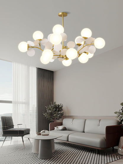 Elegant Off White Tree Chandelier with Adjustable Height and LED Light