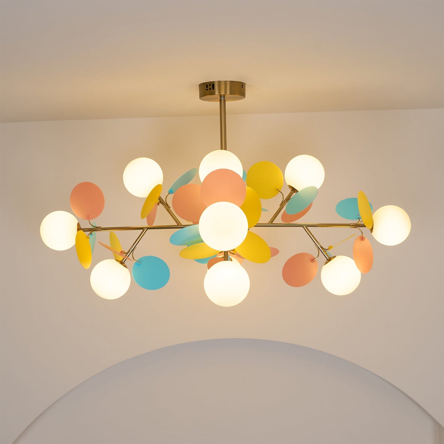 Elegant Off White Tree Chandelier with Adjustable Height and LED Light