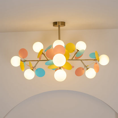 Elegant Off White Tree Chandelier with Adjustable Height and LED Light