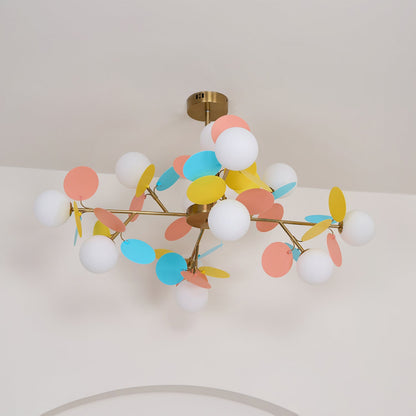 Elegant Off White Tree Chandelier with Adjustable Height and LED Light
