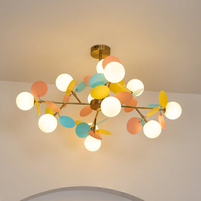 Elegant Off White Tree Chandelier with Adjustable Height and LED Light