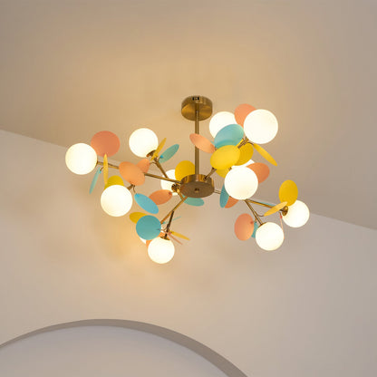 Elegant Off White Tree Chandelier with Adjustable Height and LED Light