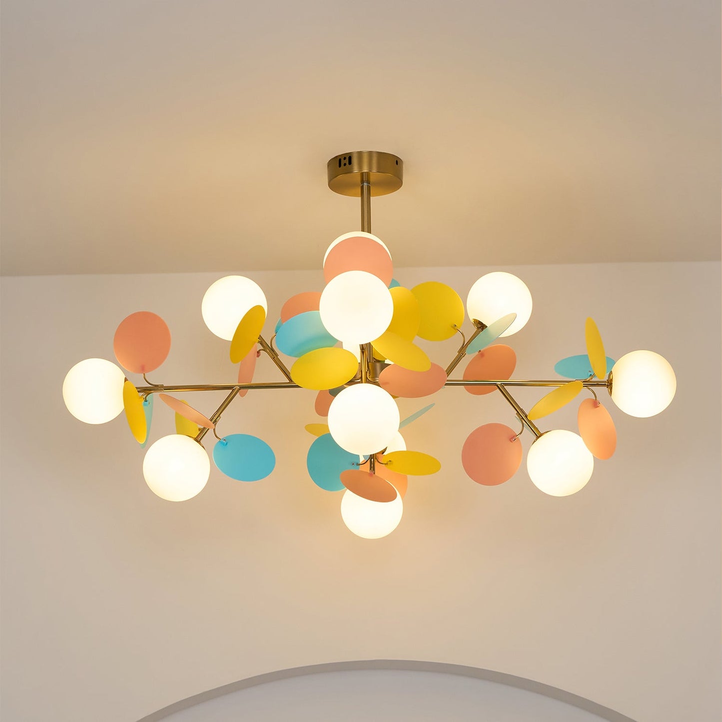 Elegant Off White Tree Chandelier with Adjustable Height and LED Light