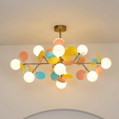 Elegant Off White Tree Chandelier with Adjustable Height and LED Light