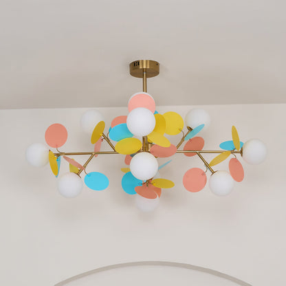 Elegant Off White Tree Chandelier with Adjustable Height and LED Light